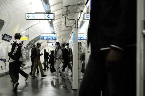 Testing of new access systems in Paris metro line during coronavirus pandemic, F Stock Photos
