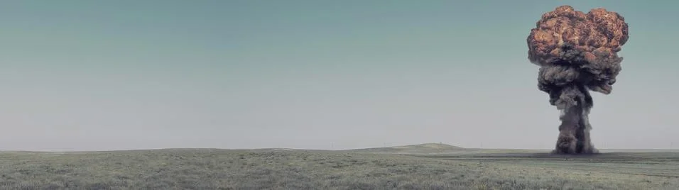 Testing of nuclear weapons in the steppe. Stock Photos