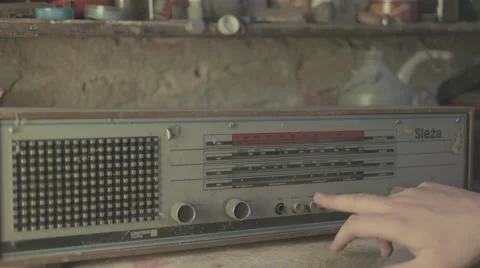 Testing old broken radio - Flat picture Stock Footage 67452221