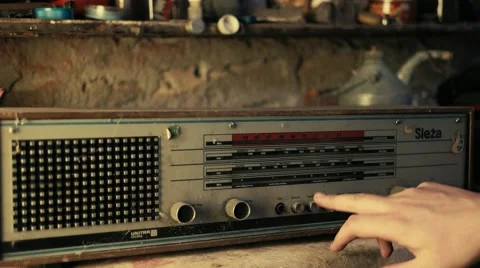 Testing old broken radio - Graded picture Stock Footage 67452361