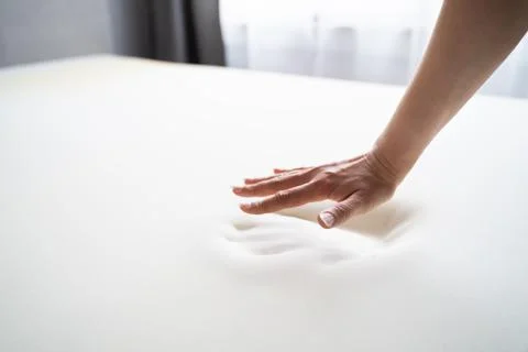 Testing Orthopedic Memory Foam Core Mattress Stock Photos