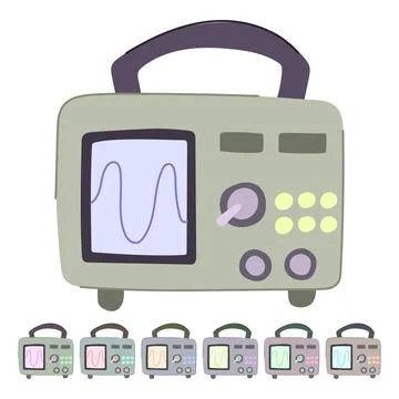 Testing oscillograph vector cartoon graphic Stock Illustration