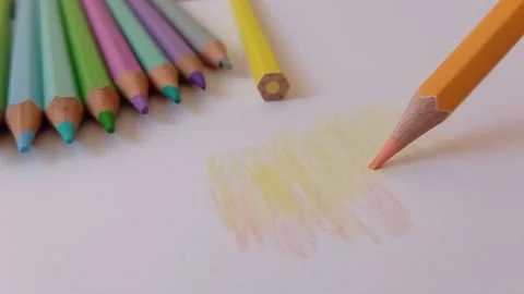 Testing the pencil color on the white paper Stock Footage 151028037