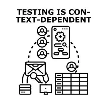 Testing process with context dependent software development Stock Illustration