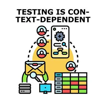 Testing process with context dependent software development Stock Illustration