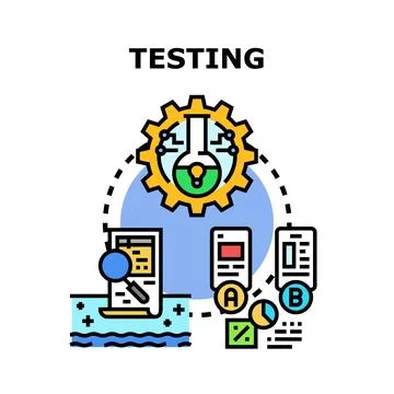Testing process with data analysis and research methods Illustrazione stock