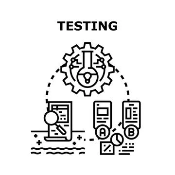 Testing process with data analysis and research methods Stock Illustration