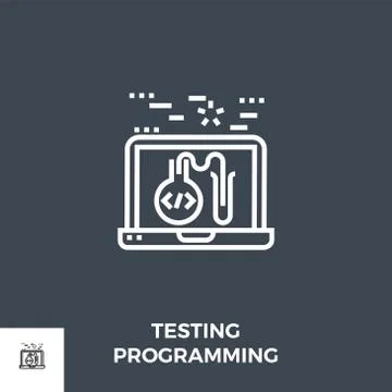 Testing Programming Line Icon Illustrazione stock