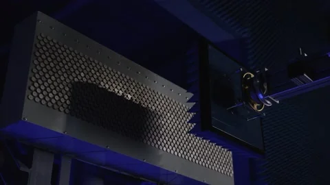 Testing of a radar station in an anechoic chamber Stock Footage 156508572