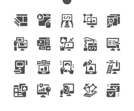 Testing responsive website at work. Website development Illustrazione stock