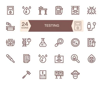 Testing Retina Ready Vector Icon Pack with 24 Bold Line Display Perfect Ele.. Stock Illustration
