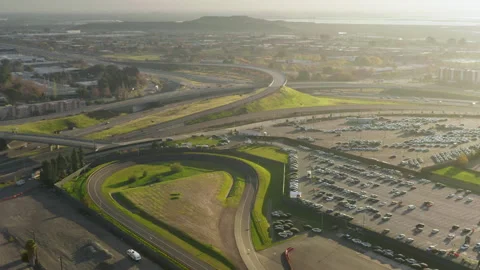 Testing road for new electric, zero emission vehicles at EV factory USA 4K Stock Footage 168439175