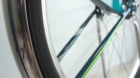 Testing the rotation of the Bicycle wheel.concept of repair traveling by Bicycle Stock Footage 149237165