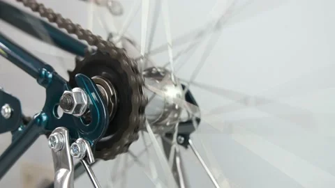 Testing the rotation of the Bicycle wheel.concept of repair traveling by Bicycle Stock Footage 149237169