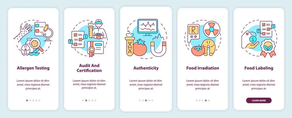 Testing services onboarding mobile app screen Illustrazione stock