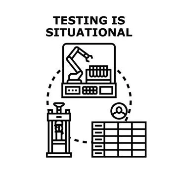 Testing is situational, adapting different methods for quality assurance Stock Illustration