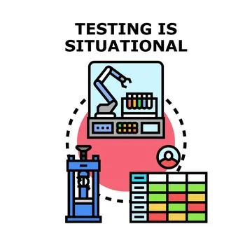 Testing is situational, adapting different methods for quality assurance Stock Illustration