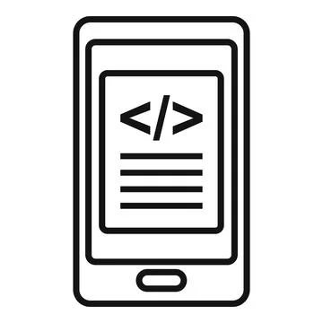Testing smartphone software icon, outline style Stock Illustration