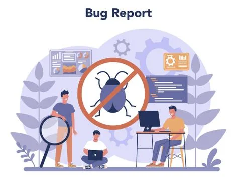 Testing software concept. Application or website code test process. Illustrazione stock