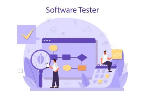 Testing software concept. Application or website code test Stock Illustration