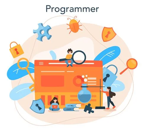 Testing software concept. Application or website code test process Stock Illustration