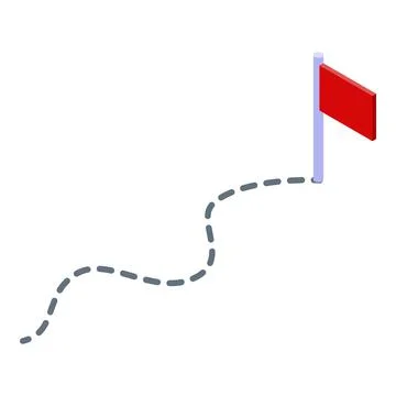 Testing software flag route icon, isometric style Illustrazione stock
