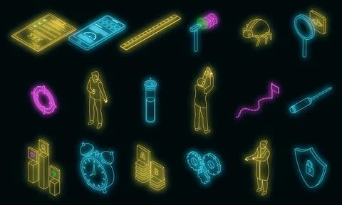 Testing software icons set vector neon イラスト素材