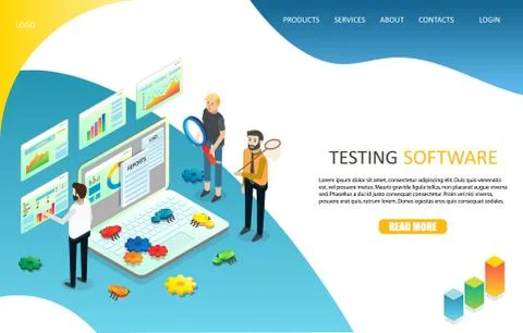 Testing software landing page website vector template 스톡 일러스트