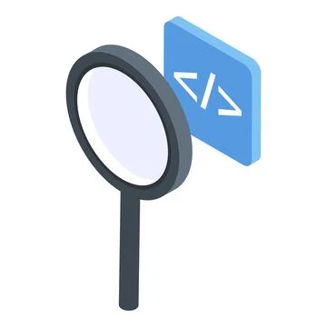 Testing software magnifier icon, isometric style Stock Illustration