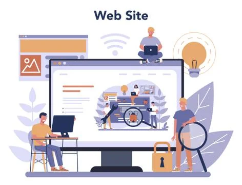 Testing software online service or platform. Application or website イラスト素材