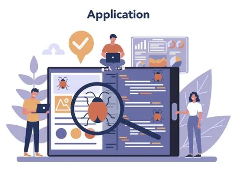 Testing software online service or platform. Application or website 스톡 일러스트