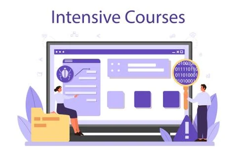 Testing software online service or platform. Application or website Illustrazione stock