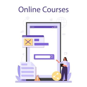 Testing software online service or platform. Application or website Stock Illustration