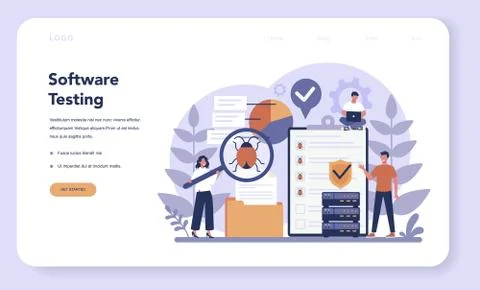 Testing software web banner or landing page. Application or website 스톡 일러스트