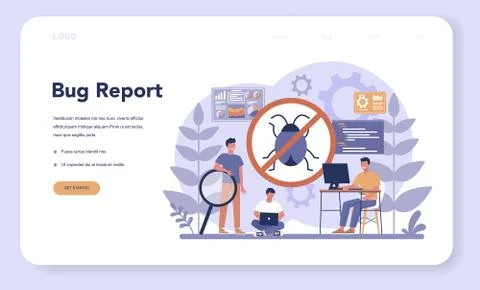 Testing software web banner or landing page. Application or website 스톡 일러스트