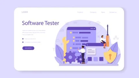 Testing software web banner or landing page. Application 스톡 일러스트