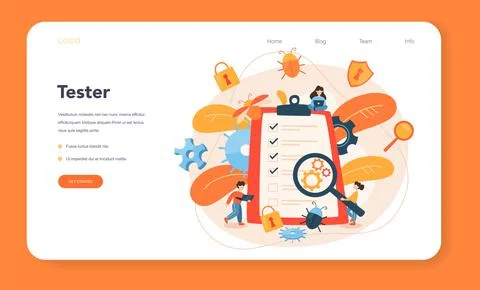 Testing software web banner or landing page. Application or website 스톡 일러스트