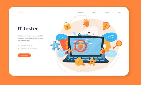Testing software web banner or landing page. Application or website 스톡 일러스트