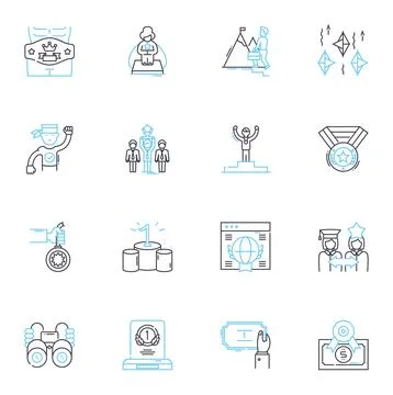 Testing stage linear icons set. Quality, Assurance, Validation, Verification イラスト素材