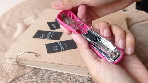 Testing the stapler is working or not Stock Footage 146258213