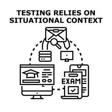 Testing system relying on situational context and data analysis Illustrazione stock