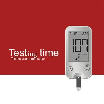 Testing time blood glucose testing device Stock Illustration