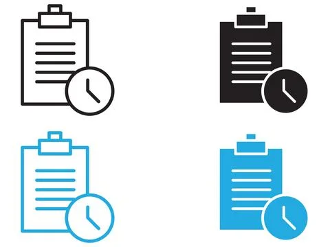 Testing time icon black and white vector outline sign 스톡 일러스트