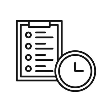 Testing time icon Black line art vector logo Stock Illustration