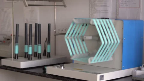 Testing of tops and threads in the laboratory 5 Stock Footage 99706926