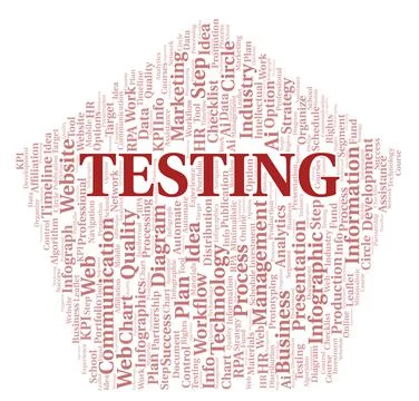 Testing typography word cloud create with the text only. Illustrazione stock