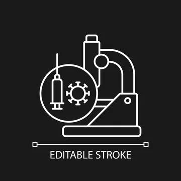 Testing vaccines white linear icon for dark theme Stock Illustration
