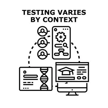 Testing varied contexts for diverse research and development Illustrazione stock