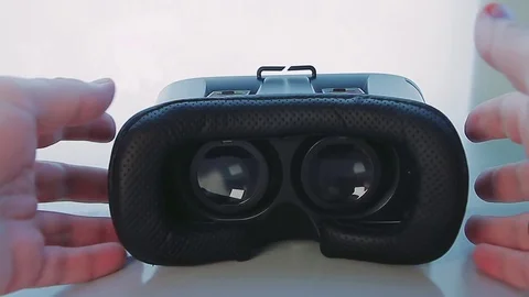 Testing Virtual Reality Glasses vr Stock Footage 74081641