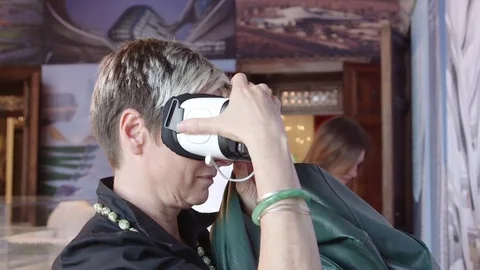 Testing VR in a museum Stock Footage 73219176